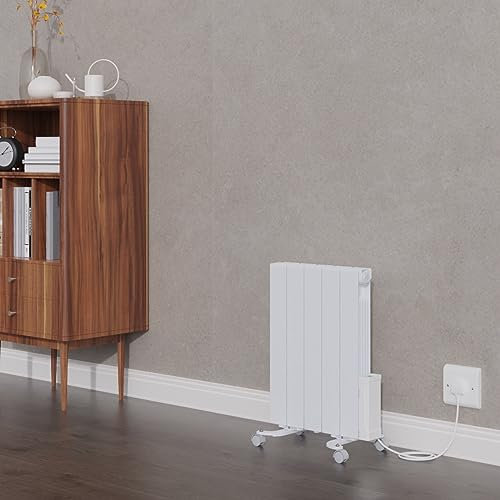 Warmehaus Wall Mounted Oil Filled Radiator Smart WiFi Connection, 5 Fins Portable Electric Heater with Child Lock Function, Adjustable Thermostat Timer, Energy Efficient 575x455mm 900W