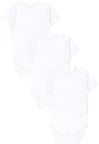 TupTam Baby Body Kurzarm – 3er Set aus 100% Baumwolle bis Größe 134, Farbe: Weiß, Größe: 116