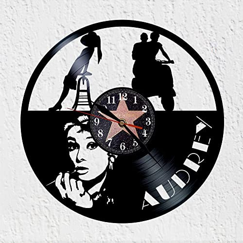 VINY WOODY Audrey Uhr Neue Schauspielerin Modell Tänzerin Wanddekoration Vinyl Disc Uhr Original Geschenk