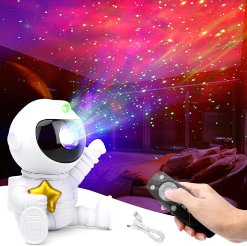 Astronaut Galaxy Night Light, 360° Star Projector with Timer & Remote Control, USB Powered
