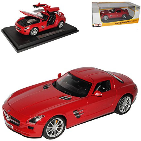 Generisch Mercedes-B SLS AMG Gullwing Coupe Rot C197 Ab 2009 1/18 Modell Auto mit individiuellem Wunschkennzeichen
