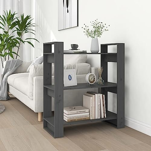 AJSEOYBS BüCherturm Freistehend,BüRo-BüCherregalebüCherregal/Raumteiler Grau 80x35x91 cm Massivholz Kiefergeeignet FüR Wohnzimmer, Schlafzimmer, Arbeitszimmer, Korridor
