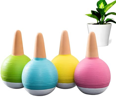 MKNZOME Set Irrigazione Goccia Automatica, 4 Pz 430ml Dispositivo Cono innaffiatura in Terracotta a Rilascio Lento, Sistema de Innaffiamento Vacanze Dosatore Acqua per Piante da Interni ed Esterni
