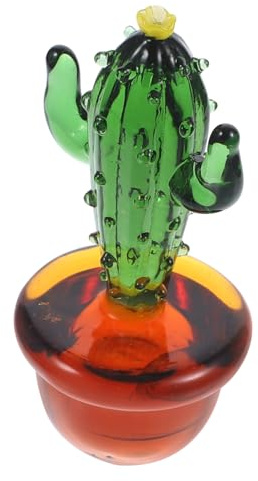 Cabilock Glaskaktus Pflanzenstatue Kleiner Kristall 3, 5x7cm Grün | Sammlerstück für Wohnzimmer und Party, Glasfigur im Farmhouse-, Rustic und Modern Stil