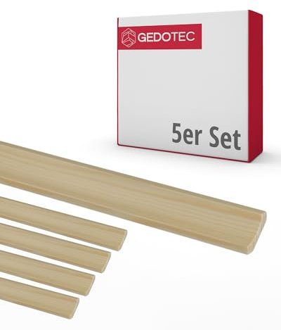 Gedotec Sockelleiste - Holzbretter zum bauen Hohlkehlleisten aus Holz 100 cm | 5 Stück 14 x 14 mm | BASIC | vielseitiger Kantenschutz und Holz zum Basteln von verschiedenen Objekten | Holzleisten