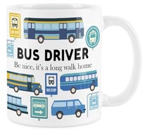 Purely Home Bus Driver Mug - Humourous Trades Funny Novelty Gift - Tea/Coffee Hot Drinks White Ceramic Cup Present for Bus Drivers