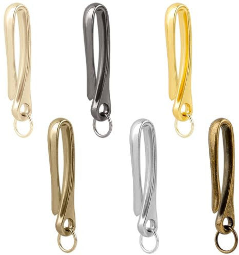 Framendino, 6 Pack U Shaped Key Ring Hook Pocket Clips Fish Keychain Belt Clip for Men Women