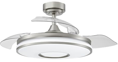 Eden pulse Ventilador de techo níquel, 3 aspas desplegables, 32/44,5X108 cm, 3 temperaturas de luz