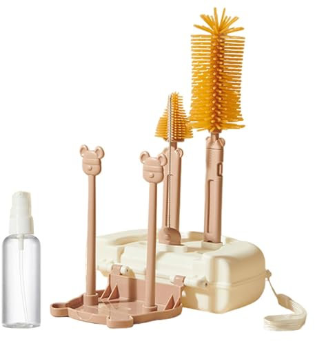 Breast Pump Brush Kit - 6-in-1 Travel Bottle Cleaning Kit, ergonomic breast pump cleaning brush | Portable Bottle Cup Lid Detail Brush Set For Cup Crevice Cleaning, 6.3x4.33x1.97 inches, Random Color