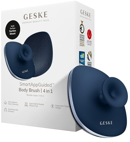 GESKE Body Brush | 4 in 1 | Reinigungsbürste | Design mit Metallring | Reinigungsbürste für den ganzen Körper | Professionelle Tiefenreinigung | Weiche Silikonnoppen, ergonomisches