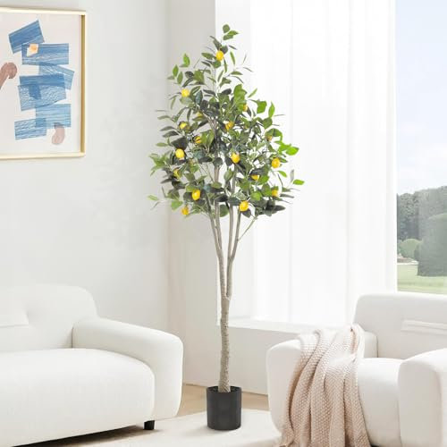 Oc'leaf Kunstpflanze Zitronenbaum - 180cm Zitronenbaum Künstlich Im Topf, Groß Künstliche Pflanzen wie echt, mit Zitronenzweig und Zitrone Früchte für Zuhause, Wohnzimmer, Schlafzimmer, Büro