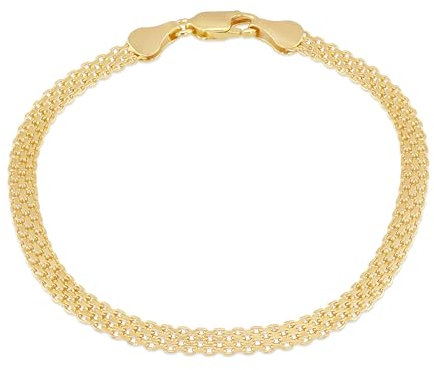 Tuscany Silver Damen-Armband aus Sterlingsilber mit Gelbgoldbeschichtung, 4 mm Bismark, 19 cm/7.5