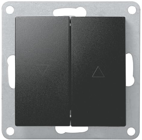 MC POWER Jalousie-Taster | FLAIR | Hoch und Runter Garagentor Taster Unterputz, 250V~/10A, UP, matt Schwarz