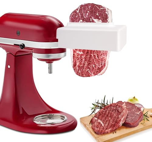 Ablandador de carne para ayuda de cocina, accesorios y accesorios para batidora Kitchenaid y mezcladoras Cuisinart con engranajes de acero inoxidable, color blanco