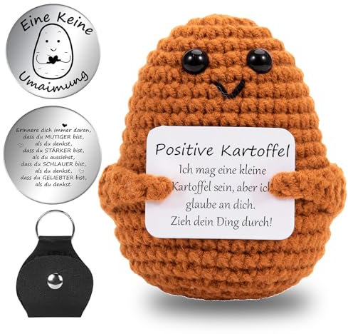 Aruigu Pocket Hug Positive Kartoffel, Kreative Strickwolle Kartoffel Puppe und Kleine Umarmung Glücksbringer, Geschenke für Frauen, Mutmacher Geschenk, Muttertagsgeschenk, Gute Besserung