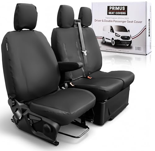 To Fit: Ford Transit Custom Seat Covers 2013 to 2023 | Waterproof Durable Easy to Fit | For the Ford Transit Custom Seat Cover Accessories (2013 to 2023 - Driver & Double Passenger)