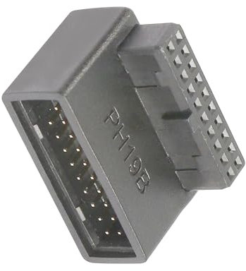 FENGHAISHUN 90 Degree USB 3.0 Motherboard Adapter 19 Pin/20 Pin Male to Female L Turn Right Angle Socket Extension Coupler for Desktop Motherboard Down Angle PH19B