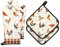Arquiel Gants De Four & Maniques Champêtre Rooster Lot De 2, 100% Coton Maniques Cuisine Gant Four Anti Chaleur Extra-Longue pour Barbecue, Cuisine, Griller,Micro-Ondes
