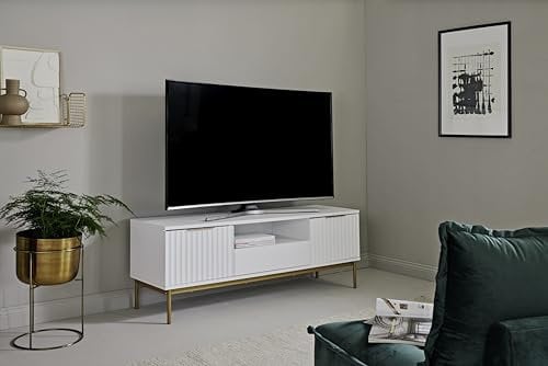 Jahnke TV Bank Carve TV 140 Weiss/Goldfarben