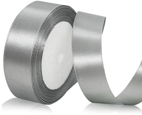Geschenkband Satinband 22m, 20mm Breit Geschenkband, Silbergrau Schleifenband für Hochzeit, Bastelarbeiten und Geschenkverpackung Hochzeitsdekoration (Silbergrau)