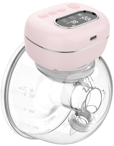 Elektrische Milchpumpe, Milchpumpe Elektrisch Tragbar mit 3 Modi und 30 Stufen Saugen, Freihändig & Geräuscharm Milchpumpe mit Memory Funktion (rosa)