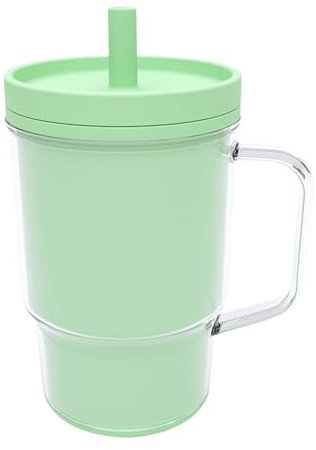Trainer Cup bicchiere per imparare a bere, borraccia con cannuccia a prova di perdite e manico per bambini, in silicone, per neonati e bambini, senza BPA, a partire dai 6 mesi (B)