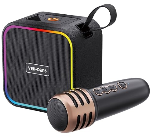 Karaoke Machine for Kids and Adults, Mini Bluetooth Speaker with Wireless Microphones, Kids Gifts for Girls Boys Family Birthday Party