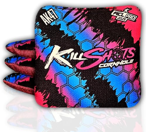 Killshots Cornhole AK47 Serie | Limited Edition | ACL Pro zertifizierte Cornhole Bags | Premium Qualität | Dual-Speed | langlebig & witterungsbeständig | Set mit 4 Beuteln (Honeycomb Cotton Candy)