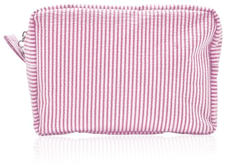 BRDXOOL Trousse de Toilette à Rayures pour Femme, Trousse de Toilette, Sac de Rangement, Grande capacité, étanche, adaptée au Rangement Quotidien des Accessoires de beauté, Voyage (Rose)