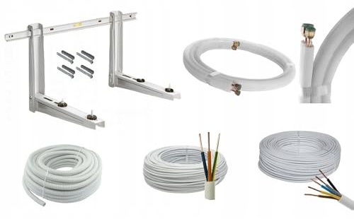 Black panda - Komplettes Klimaanlagen Montage-Set bis 5,0 kW – 5 m Kupferrohre 1/4 & 3/8 mit 9 mm Isolierung, 550 mm Wandhalter, 5 m Kondensatschlauch Ø 16 mm, Steuer- & Stromkabel