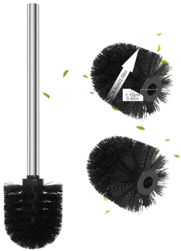 Klobürste Schwarz Ø 6,5cm,3 Stück,WC-Bürste mit Edelstahlgriff,Toilettenbürste für eine gründliche WC-Reinigung,austauschbar,langlebig