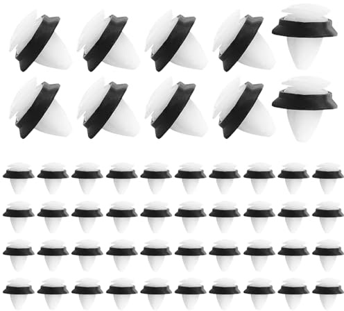 Whispern Cloud 50PCS Car Door Trim Clips, Plastic Fasteners with Rubber Seal, OE 856543 71728806, Fits 9mm Hole for Fiat Peugeot Citroen Models (Black)