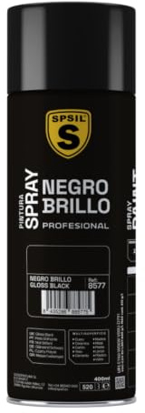 SPSIL Pintura Spray Brillante Negro Brillo(pack of 1) 400ml, Metal Secado RápidoPintura Profesional Interior Exterior, Aplicación Fácil en Madera Plástico, DIY Decoración Muebles Automóviles