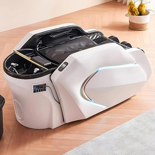 Elektrische Salon-Shampooliege mit Wasserkreislauf, Heizung und Spa-Massage, einzigartigem Schalendesign, Kopf-Spa-Ausstattung inklusive Ambientebeleuchtung