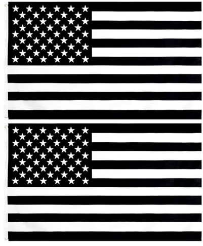 KICHOUSE Lot de 2 drapeaux américains noirs et blancs, bannière extérieure USA aux couleurs, drapeaux de jardin pour la fête de l'Indépendance, fête patriotique