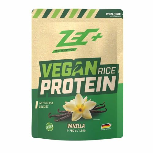 ZEC+ Vegan Rice Protein 750 g – Pflanzliches Reis Proteinpulver 100 % laktosefrei - perfekt für Veganer, Vegetarier und bei Laktoseintoleranz, pflanzlicher Eiweiß-Shake mit Aminosäuren (Vanille)