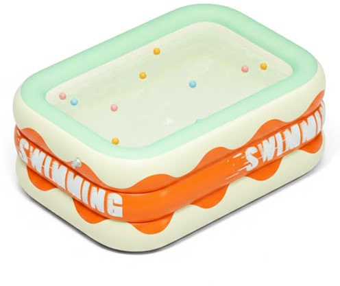 Monwssoe Piscina Inflable Pequeña De 4 Pies, Piscina Inflable para Adultos Y Niños, De PVC con Aislamiento De 3, Vadeador Plegable, Naranja De 4.27 Pies