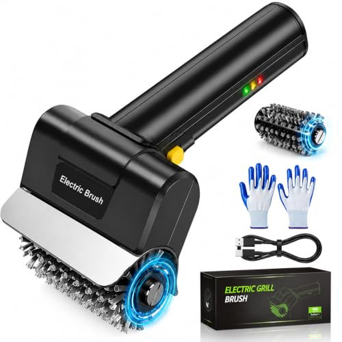 Electric Grill Brush, Cordless Electric BBQ Grill Brush | with Replaceable Brush 2000mAh, Usage Time 90 minutes, Cleaning BBQ Accessories Grill Brush Cleaning for Outdoor Grilling