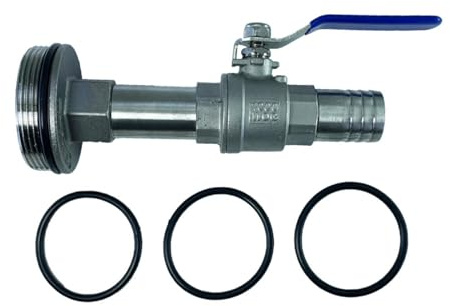LRXFPIYF Drum Faucet Edelstahl Barrel Kugelventil mit Dichtungen Und Adapter Auslauf als Zubehör für Outdoor Garten Öl Behälter 17cm