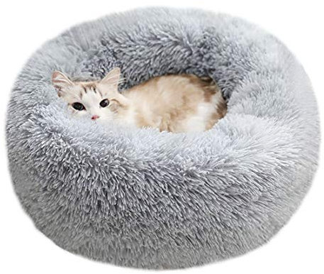 BODISEINT Beruhigendes Hundebett & Katzenbett, bequemes Donut-Kuschelbett, rundes Plüsch-Haustierbett