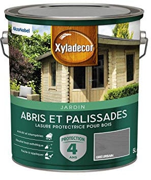 Xyladecor - Lasure Protectrice pour Bois Extérieur - Abris, Palissades, Bois de jardin - Couleur : Mat Gris Urbain - Quantité : 5L - 5324358