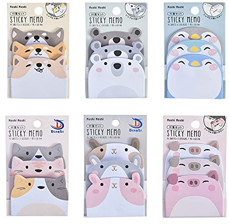 6 Blöcke 270 Blatt Sticky Notes, Haftnotizen, Haftnotizen Neuheit, Selbstklebende Notizzettel, Süß Haftnotizen Set, Farbige Haftnotizen, 6 Spezifikationen, Memo für Home School Office