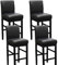 BXFUL Kunstleder Bar Stuhlhussen, Stretch Abnehmbarer waschbarer Stuhl Schonbezug für Short Swivel Dining Chair Rückenlehne Barhocker Stuhl mit Lehne (4 Pcs,Schwarz)