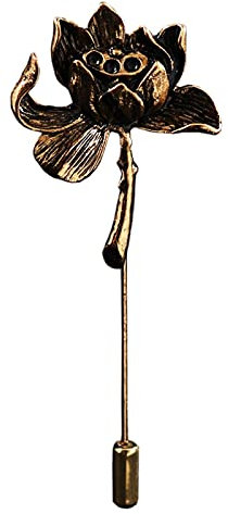 Antike Persönlichkeit Lotusblume Brosche Hemd Anstecknadel Anzug Corsage Lange Nadelnadeln und Broschen für Damen und Herren Accessoires
