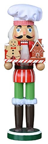 ZXHStore Cocinero de Pan de Jengibre de 12 Pulgadas Chef CHEBING HORNADO Rojo Chez DE CANAJE DE Cuchillo DE Cultivo Decorativo de Madera Figurilla para la decoración del hogar de Navidad