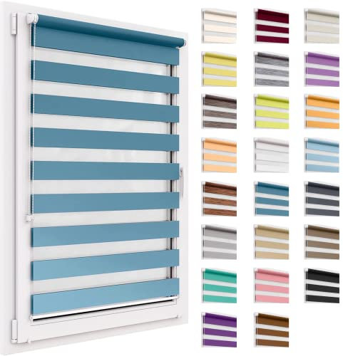Doppelrollo ohne Bohren, 90x150 cm Stoffgröße, Duo Rollo Klemmfix, Easyfix, lichtdurchlässig und verdunkelnd, Day&Night, Klemmrollo Sonnenschutzrollo Fensterrollo für Fenster & Türen