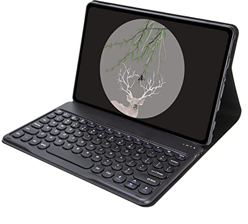 Bueuwe Tastatur hülle für Realme Pad 10,4 Zoll, kabellose abnehmbare Tastatur, weiche Rückseite,Black1