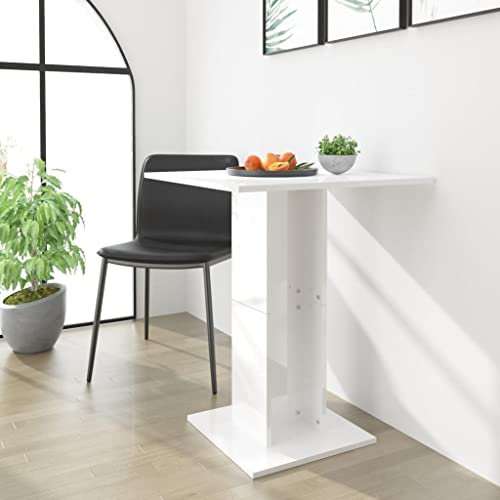 WIFESE 60x60x75 cm Bistrotisch Kleiner Tisch Stehtisch KüChentisch Stehtische Bartisch KüChe Bistrotisch KüCheninsel Kleiner Esstisch Wandtisch Stehtisch Outdoor Hochglanz-Weiß Holzwerkstoff