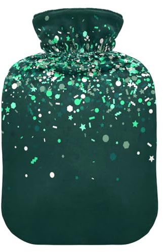 Hot Bottle Water Bag Velvet Transparent 2L fashy ice Pack for Hot and Cold Therapies Green Glitter