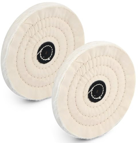 2 Pezzi Rotella di Lucidatura, Disco di Lucidatura in Cotonea 150 MM, Mole Lucidanti, Tampone Lucidante per Auto, Metallo, Acciaio Inox, Macchine, Legno, Plastica (50 Strati)